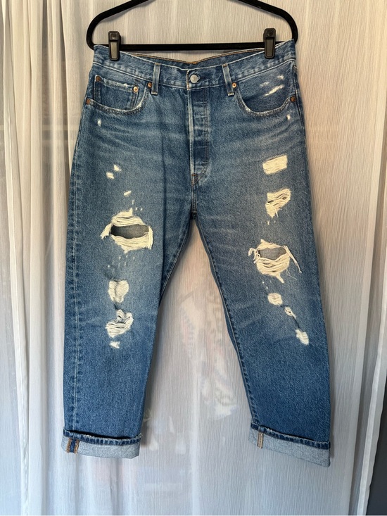 Levi's Denim - Levi's 501 Distressed Blue Relaxed Fit Jeans